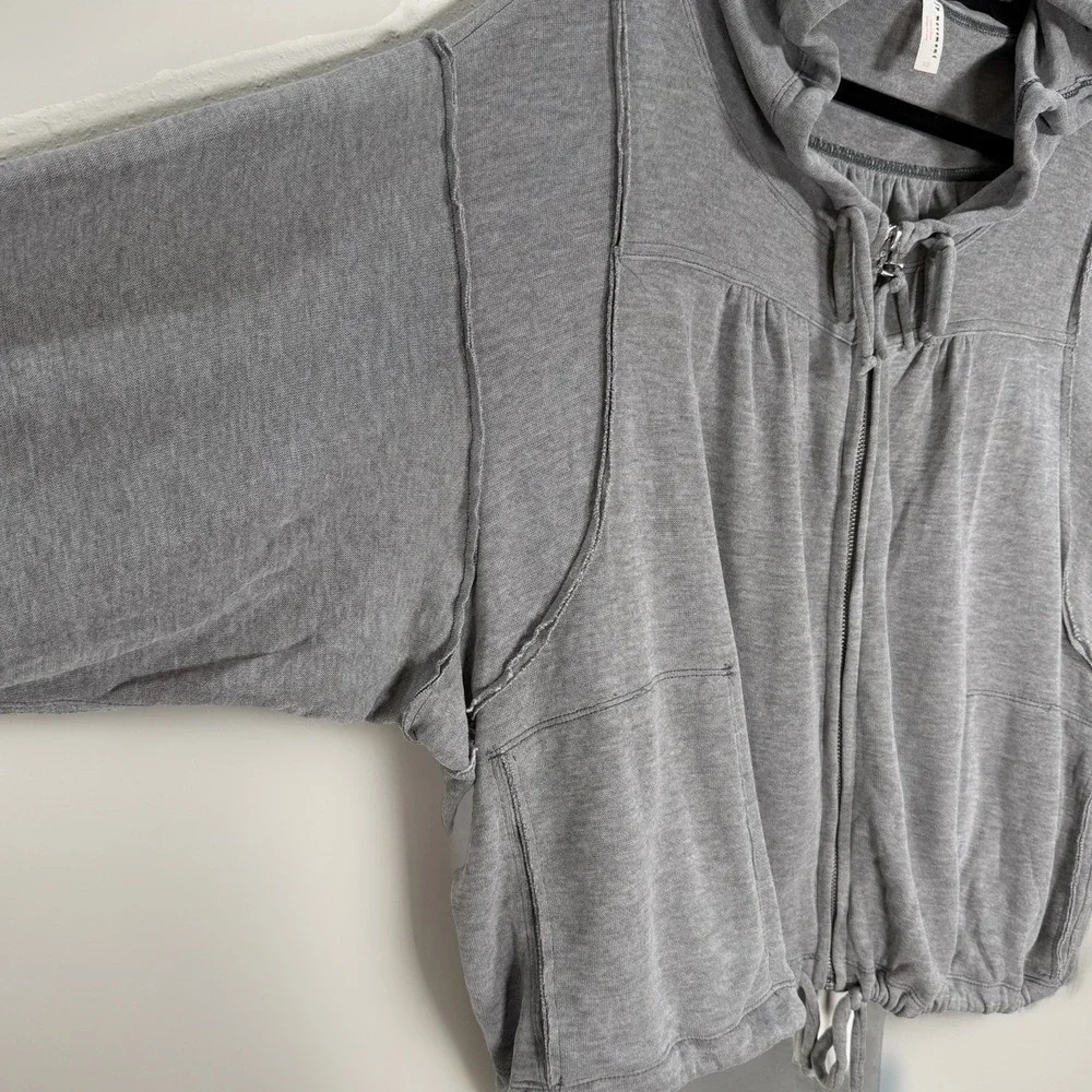 FP Free People Movement Hoodie Womens Sz S Full Zip Slouchy Full Zip Gray Boho